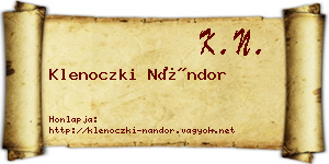 Klenoczki Nándor névjegykártya